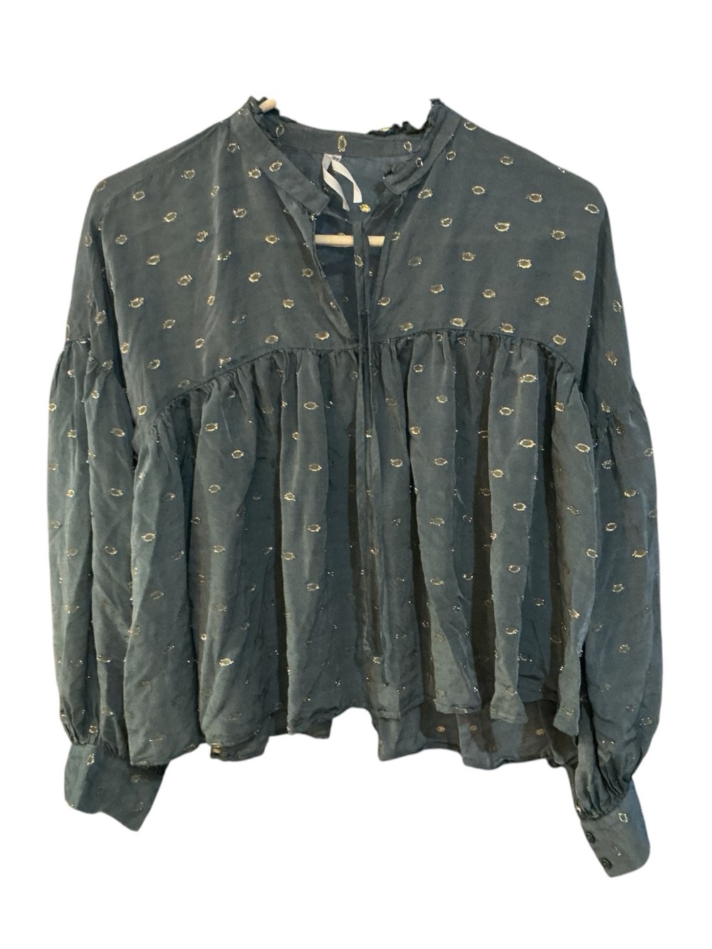 By Anthropologie Ruffled Peasant Crop Blouse - Picture 2 of 11